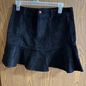 Black Corduroy Ruffle Skirt
